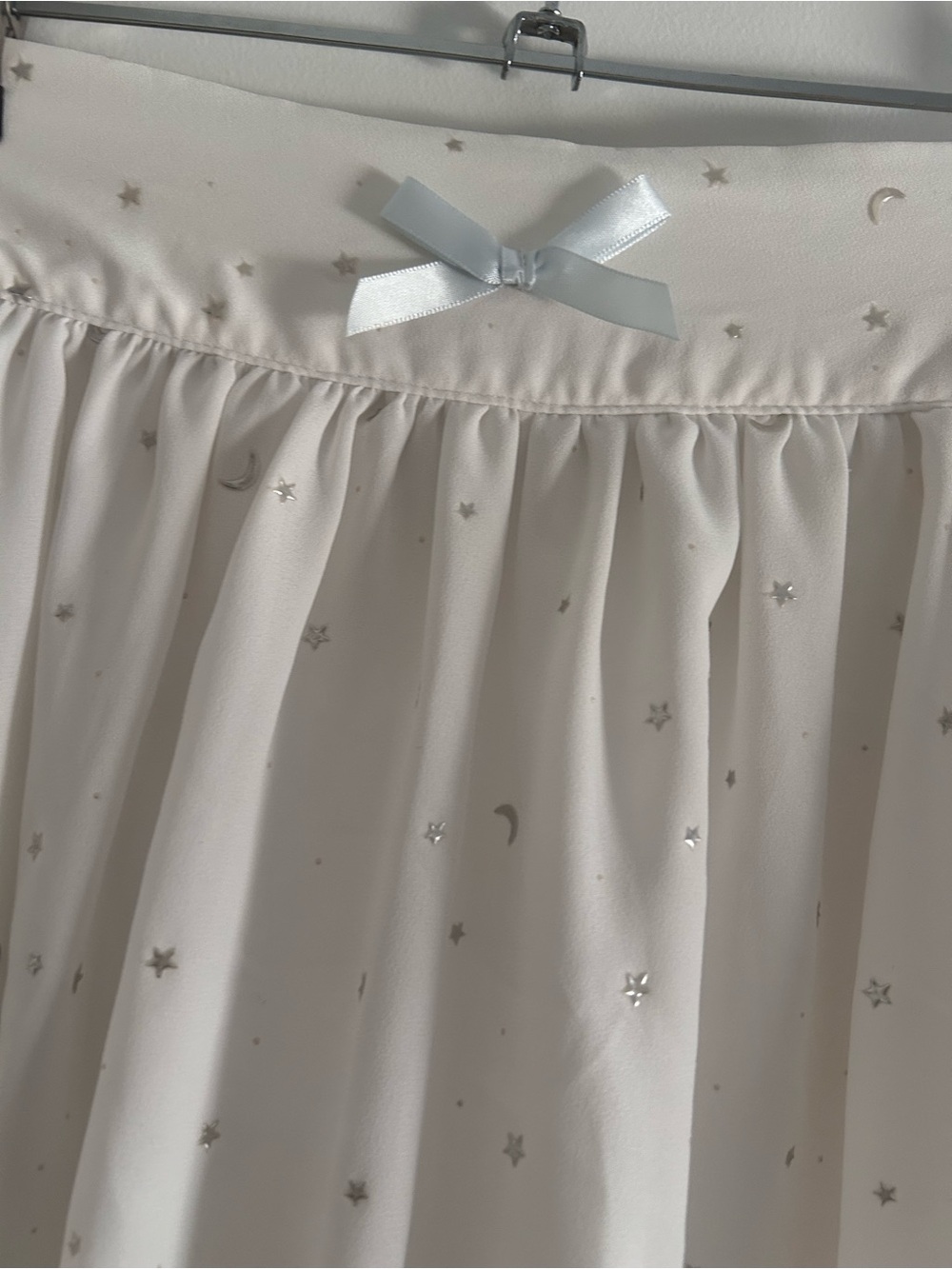 Ank Rouge White Star & Moon Blue Bow Flowy A-Line Skirt - Picture 4 of 7